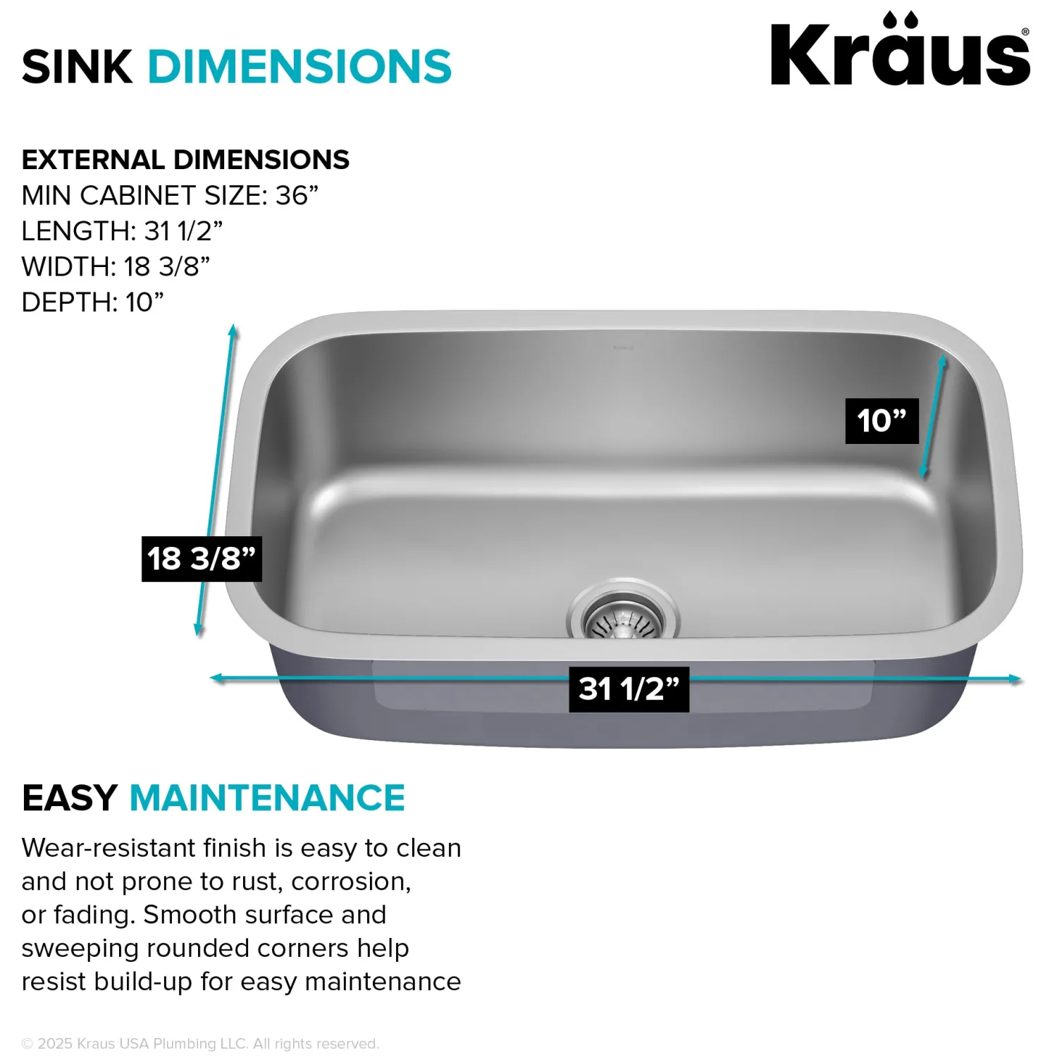 Discount 31" Undermount Single Bowl Stainless Steel Kitchen Sink Stainless Steel Sinks|Undermount Sinks