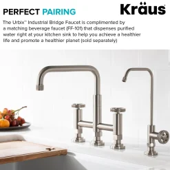 Clearance Urbix Bridge Kitchen Faucet with Side Sprayer in Spot Free Stainless Steel Bridge Faucets
