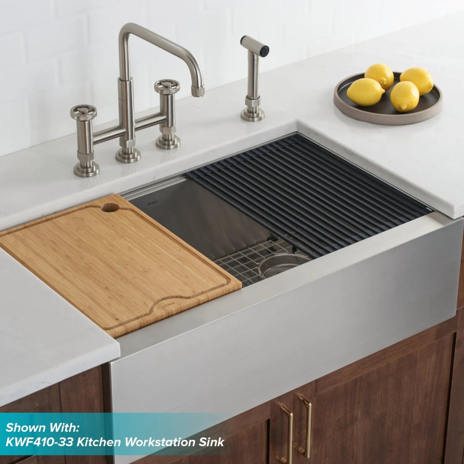 Clearance Urbix Bridge Kitchen Faucet with Side Sprayer in Spot Free Stainless Steel Bridge Faucets