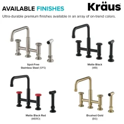Best Urbix Bridge Kitchen Faucet with Side Sprayer in Brushed Gold Bridge Faucets