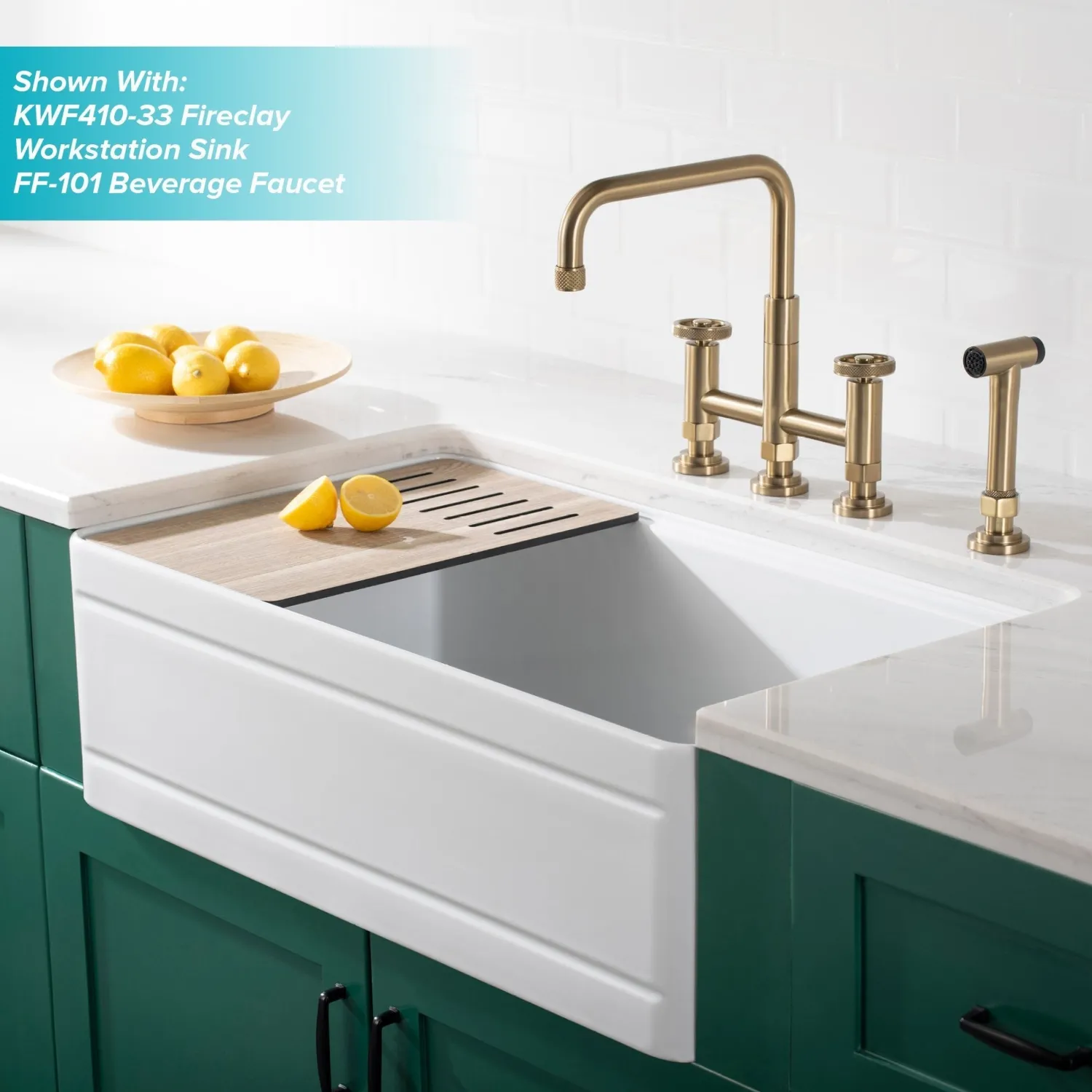 Best Urbix Bridge Kitchen Faucet with Side Sprayer in Brushed Gold Bridge Faucets