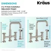 Discount Urbix Bridge Kitchen Faucet with Side Sprayer in Matte Black/Red Bridge Faucets
