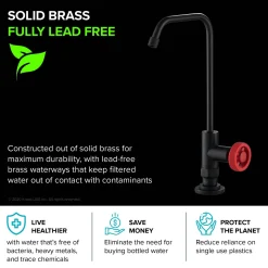Outlet Urbix Drinking Water Dispenser Kitchen Faucet in Matte Black/Red Single Hole|Water Filter Faucets