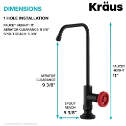 Outlet Urbix Drinking Water Dispenser Kitchen Faucet in Matte Black/Red Single Hole|Water Filter Faucets