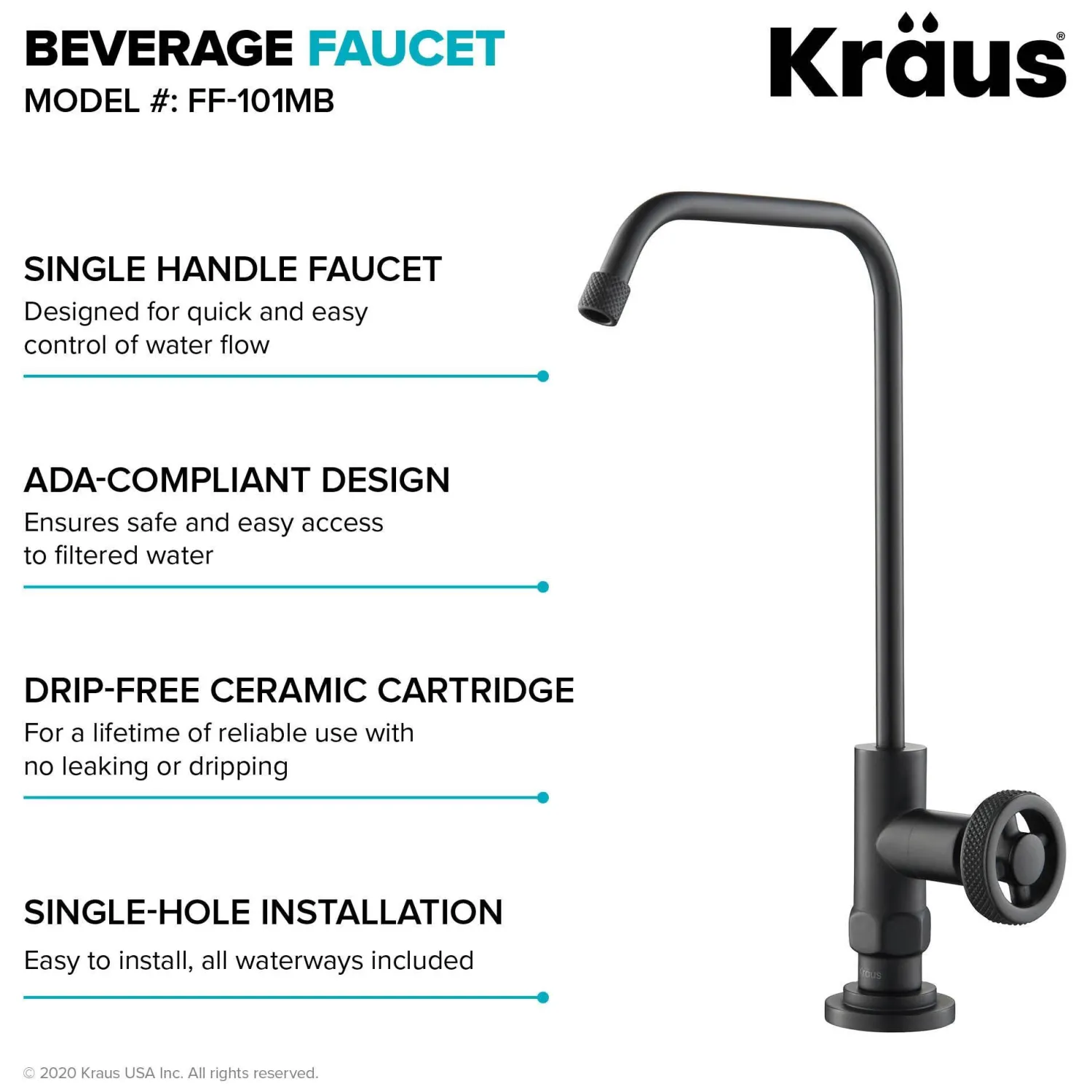 Hot Urbix Drinking Water Dispenser Kitchen Faucet in Matte Black Single Hole|Water Filter Faucets