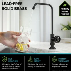 Clearance Urbix Industrial Bridge Kitchen Faucet & Water Filter Faucet in Matte Black Water Filter Faucets|Bridge Faucets