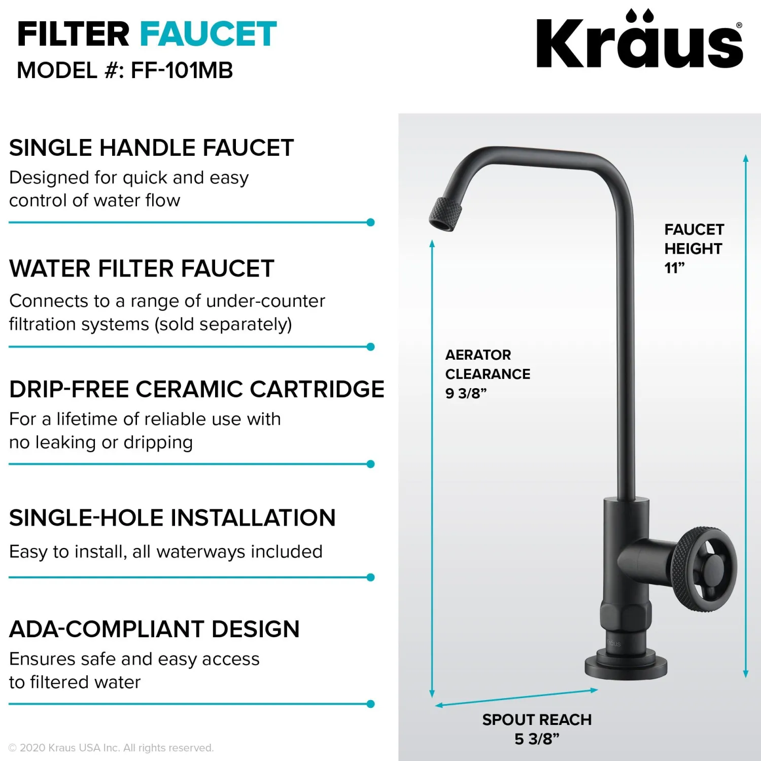 Clearance Urbix Industrial Bridge Kitchen Faucet & Water Filter Faucet in Matte Black Water Filter Faucets|Bridge Faucets