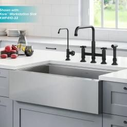 Clearance Urbix Industrial Bridge Kitchen Faucet & Water Filter Faucet in Matte Black Water Filter Faucets|Bridge Faucets