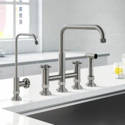 Best Urbix Industrial Bridge Kitchen Faucet & Water Filter Faucet in Spot Free Stainless Steel Water Filter Faucets|Bridge Faucets