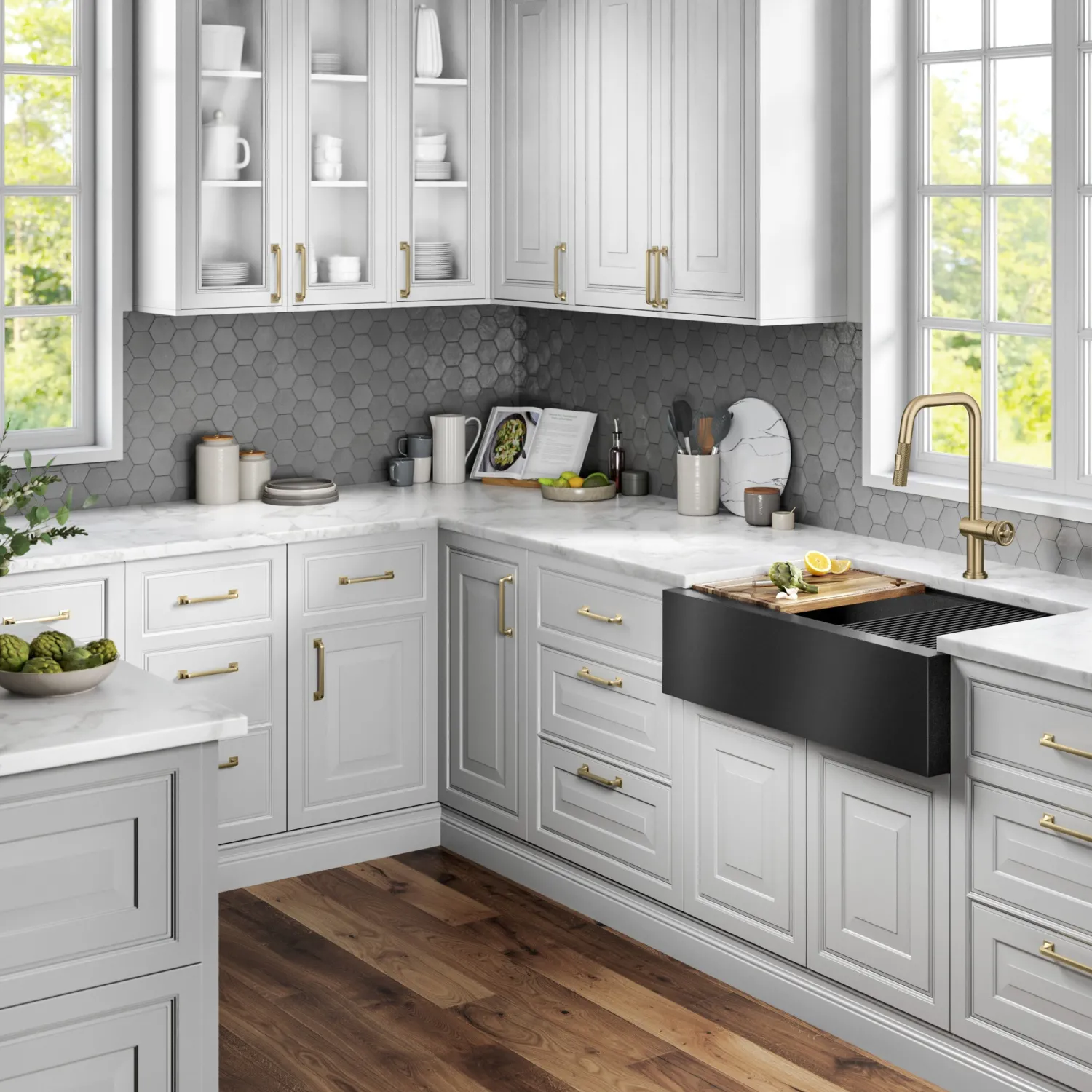 Online Urbix Industrial Pull-Down Single Handle Kitchen Faucet in Brushed Gold Single Hole