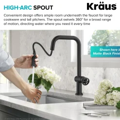 Urbix Industrial Pull-Down Single Handle Kitchen Faucet in Black Stainless Single Hole