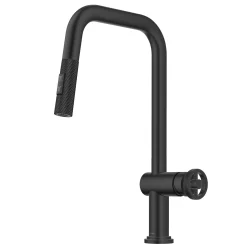 Best Urbix Industrial Pull-Down Single Handle Kitchen Faucet in Matte Black Single Hole