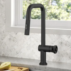 Best Urbix Industrial Pull-Down Single Handle Kitchen Faucet in Matte Black Single Hole