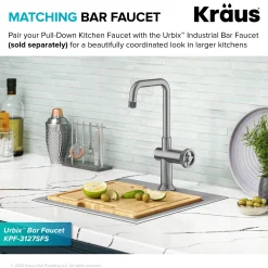 Clearance Urbix Industrial Pull-Down Single Handle Kitchen Faucet in Spot Free Stainless Single Hole