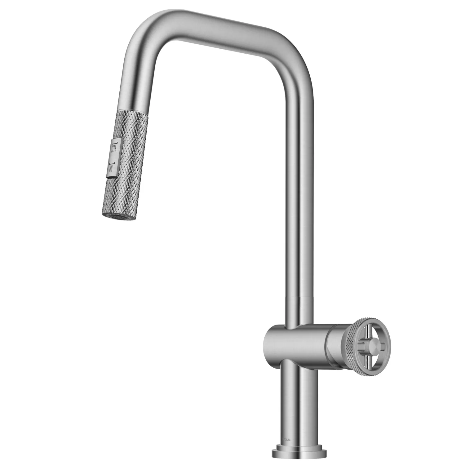 Clearance Urbix Industrial Pull-Down Single Handle Kitchen Faucet in Spot Free Stainless Single Hole