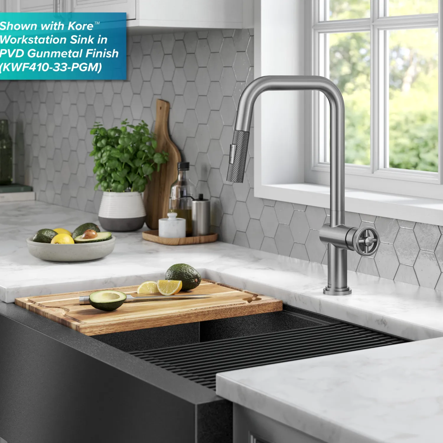 Clearance Urbix Industrial Pull-Down Single Handle Kitchen Faucet in Spot Free Stainless Single Hole