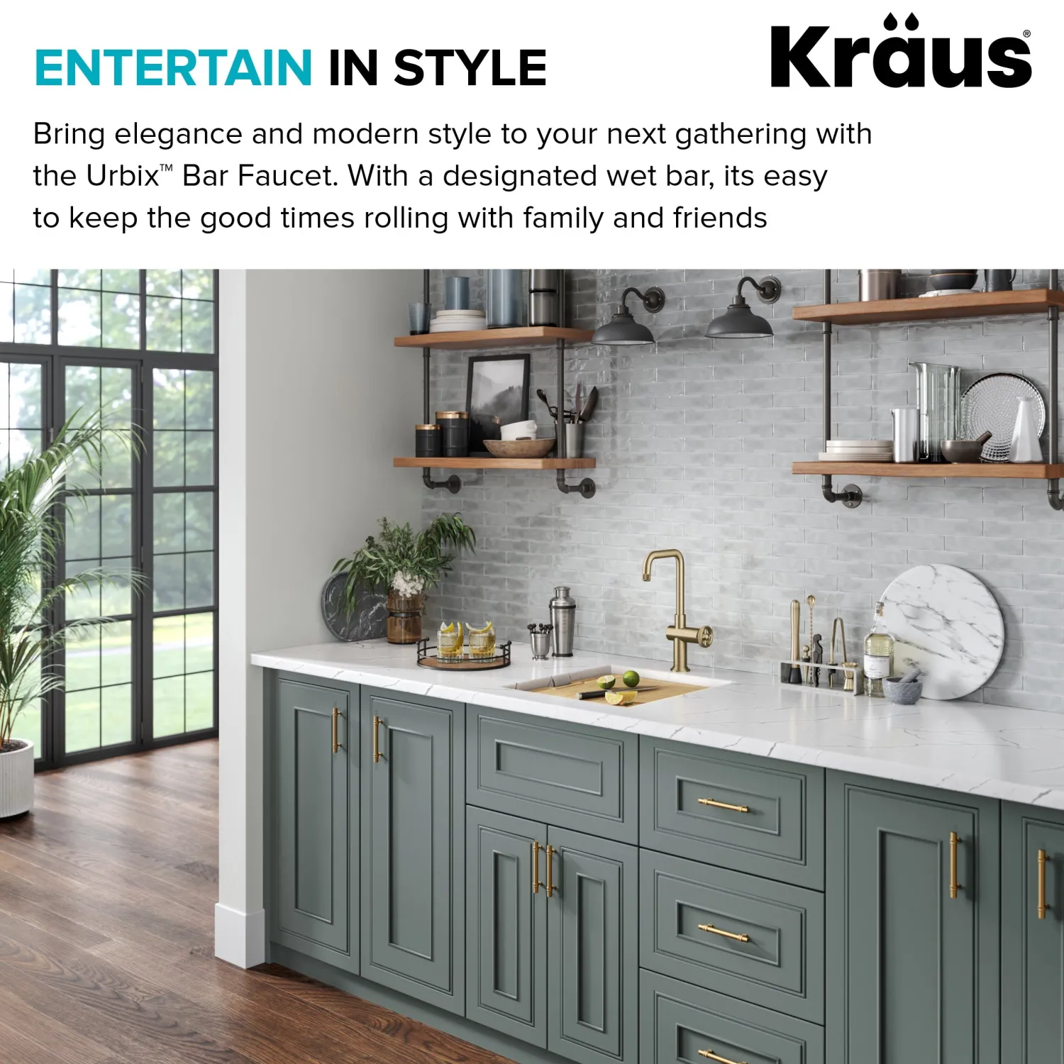 Outlet Urbix Industrial Single Handle Kitchen Bar Faucet in Brushed Gold Single Hole|Bar Faucets