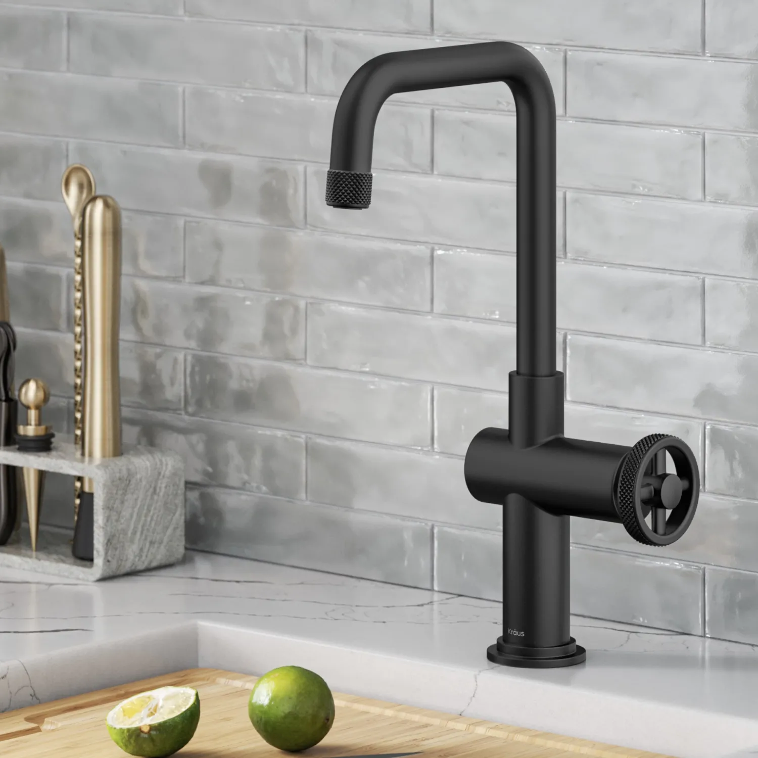 Online Urbix Industrial Single Handle Kitchen Bar Faucet in Matte Black Single Hole|Bar Faucets