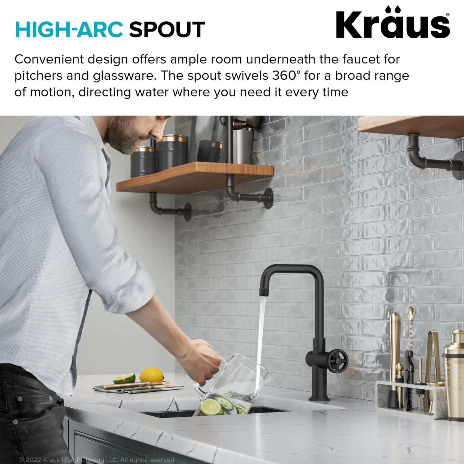 Online Urbix Industrial Single Handle Kitchen Bar Faucet in Matte Black Single Hole|Bar Faucets