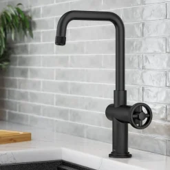 Online Urbix Industrial Single Handle Kitchen Bar Faucet in Matte Black Single Hole|Bar Faucets