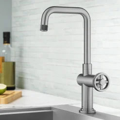 Discount Urbix Industrial Single Handle Kitchen Bar Faucet in Stainless Single Hole|Bar Faucets