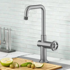 Discount Urbix Industrial Single Handle Kitchen Bar Faucet in Stainless Single Hole|Bar Faucets
