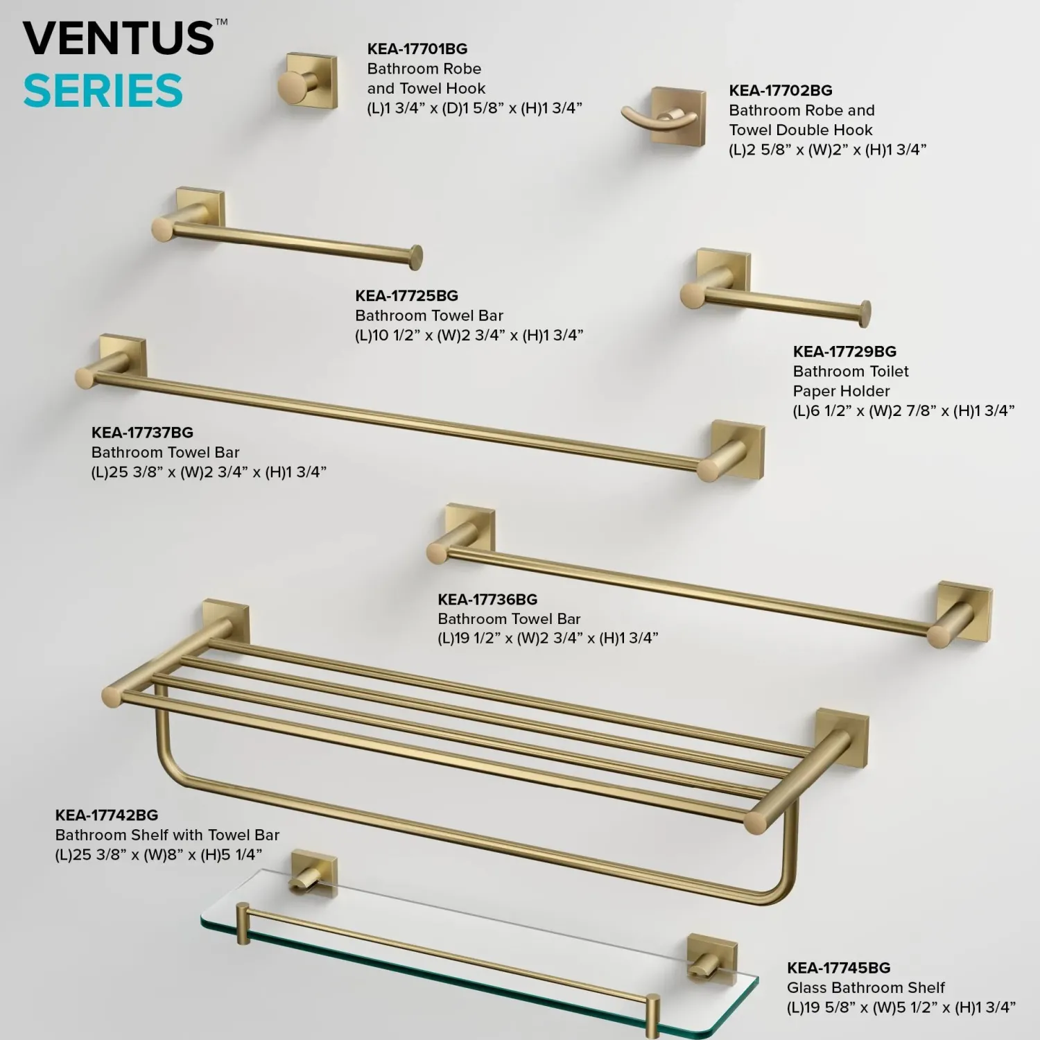Best Ventus Bathroom Shelf with Towel Bar, Brushed Gold Finish Towel Rings|Towel Bars