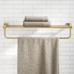 Best Ventus Bathroom Shelf with Towel Bar, Brushed Gold Finish Towel Rings|Towel Bars