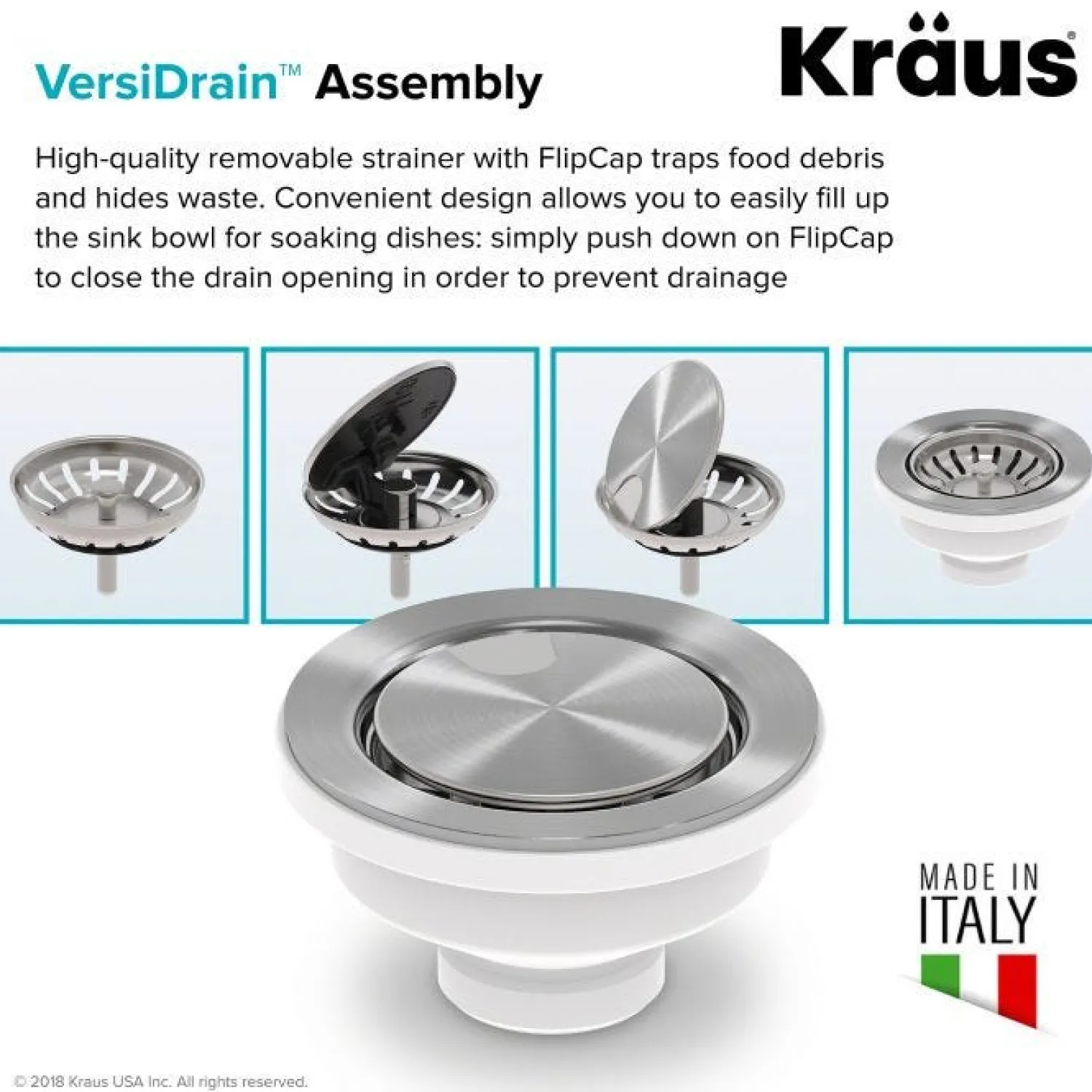 Sale VersiDrain Assembly with FlipCap ST-4 Sink Drains, Disposer Flanges & Air Gaps