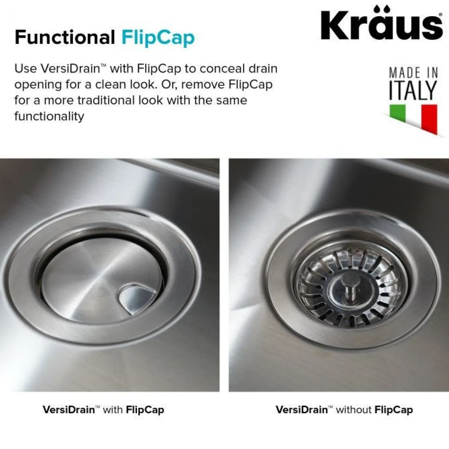 Sale VersiDrain Assembly with FlipCap ST-4 Sink Drains, Disposer Flanges & Air Gaps