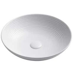 Outlet Viva 16.5 Inch Round White Porcelain Ceramic Vessel Bathroom Sink Above Counter / Vessel Sinks