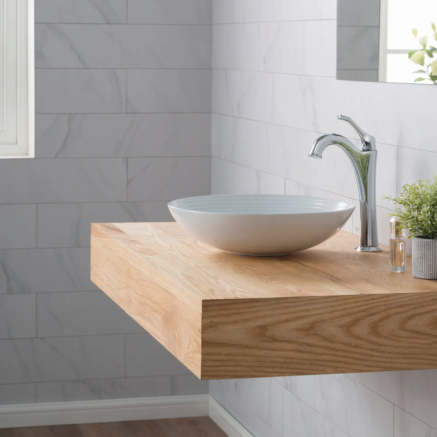 Outlet Viva 16.5 Inch Round White Porcelain Ceramic Vessel Bathroom Sink Above Counter / Vessel Sinks