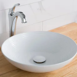 Outlet Viva 16.5 Inch Round White Porcelain Ceramic Vessel Bathroom Sink Above Counter / Vessel Sinks