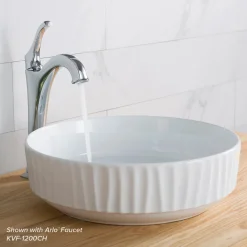 Online Viva 15.75 Inch Round White Porcelain Ceramic Vessel Bathroom Sink Above Counter / Vessel Sinks