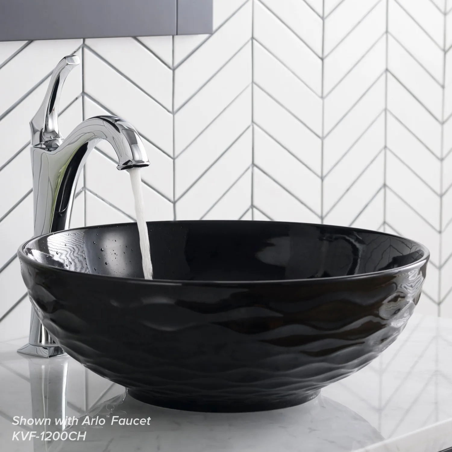 Viva Round Black Porcelain Ceramic Vessel Bathroom Sink with Pop-Up Drain Above Counter / Vessel Sinks