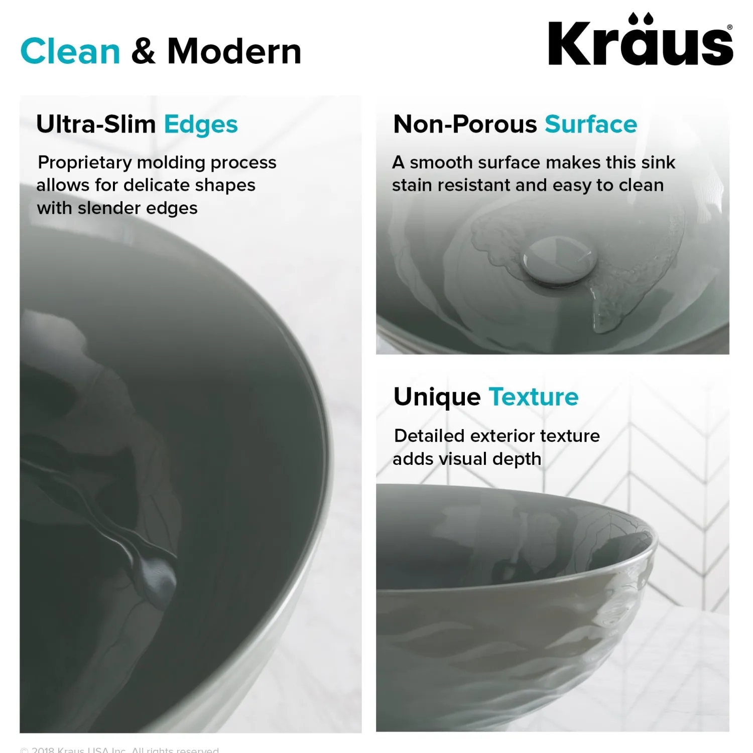 Clearance Viva Round Gray Porcelain Ceramic Vessel Bathroom Sink with Pop-Up Drain Above Counter / Vessel Sinks