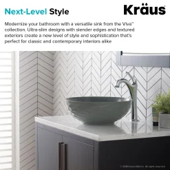 Clearance Viva Round Gray Porcelain Ceramic Vessel Bathroom Sink with Pop-Up Drain Above Counter / Vessel Sinks