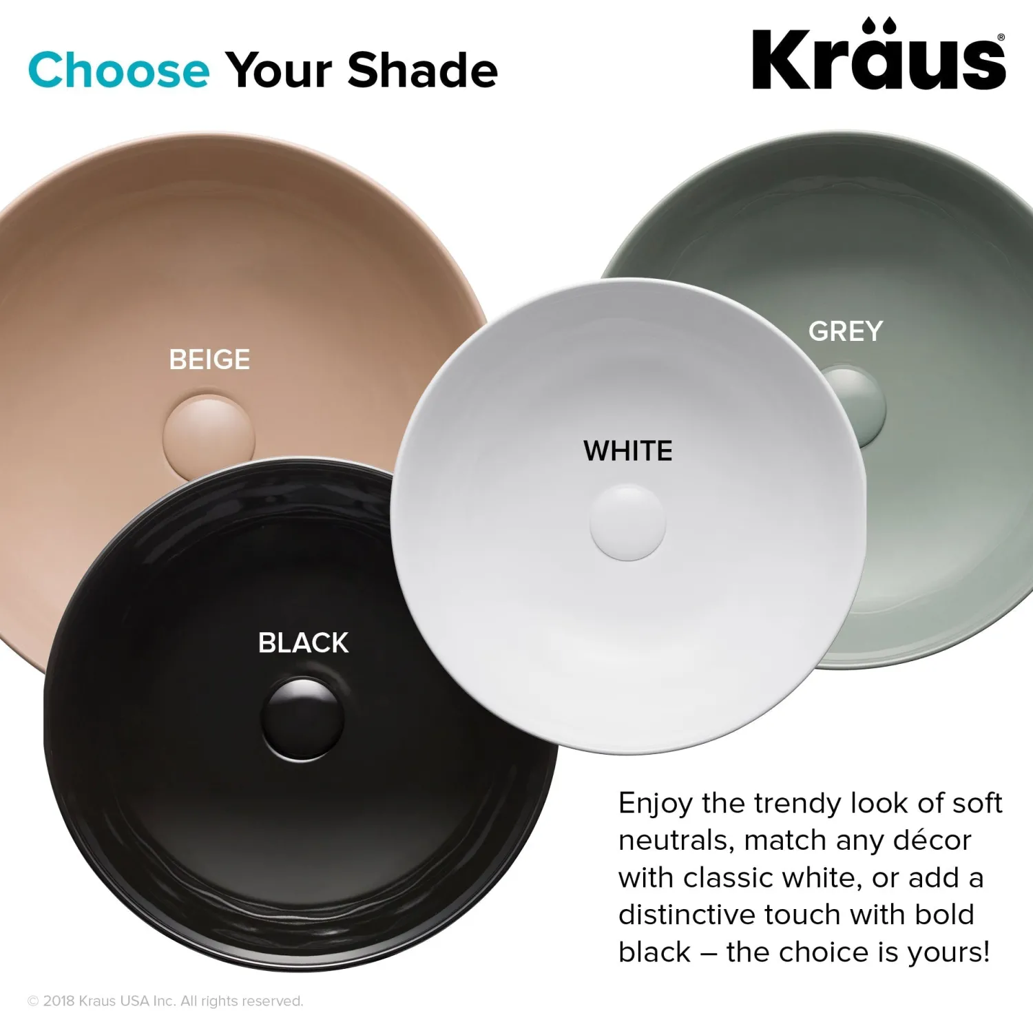 Sale Viva Round Porcelain Ceramic Vessel Bathroom Sink Above Counter / Vessel Sinks