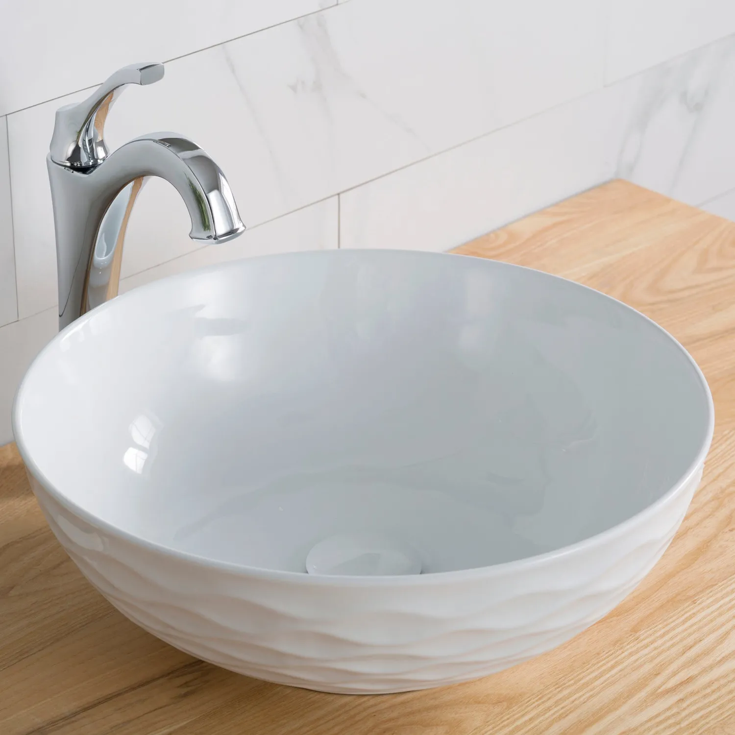 Sale Viva Round Porcelain Ceramic Vessel Bathroom Sink Above Counter / Vessel Sinks