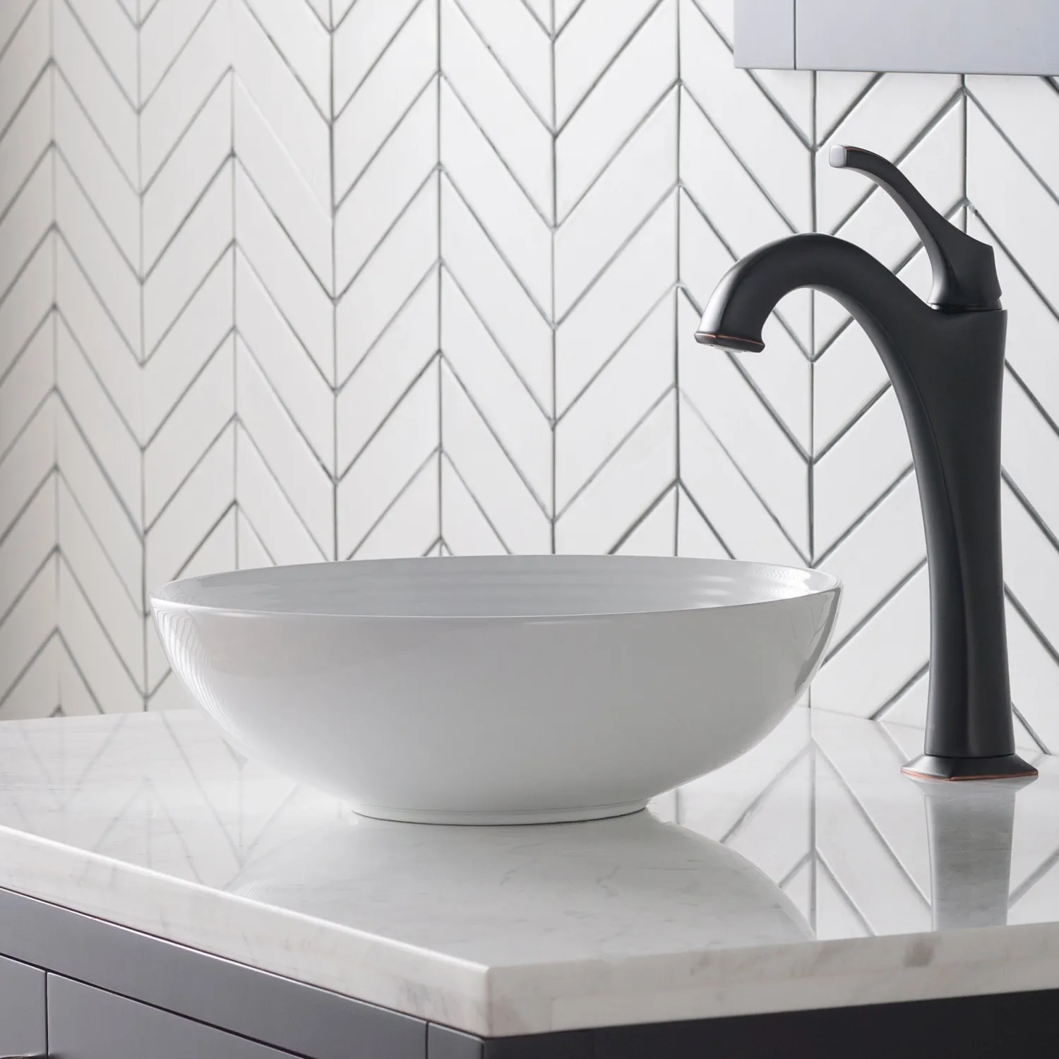 New Viva Round White Porcelain Ceramic Vessel Bathroom Sink with Pop-Up Drain, 13D x 4 3/8H Above Counter / Vessel Sinks