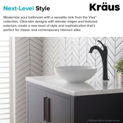 New Viva Round White Porcelain Ceramic Vessel Bathroom Sink with Pop-Up Drain, 13D x 4 3/8H Above Counter / Vessel Sinks