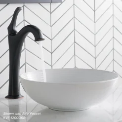 New Viva Round White Porcelain Ceramic Vessel Bathroom Sink with Pop-Up Drain, 13D x 4 3/8H Above Counter / Vessel Sinks