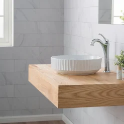 Clearance Viva Round White Porcelain Ceramic Vessel Bathroom Sink with Pop-Up Drain, 15 3/4D x 4 3/4H Above Counter / Vessel Sinks