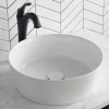 Discount Viva Round White Porcelain Ceramic Vessel Bathroom Sink with Pop-Up Drain, 15 3/4D x 5 3/8H Above Counter / Vessel Sinks