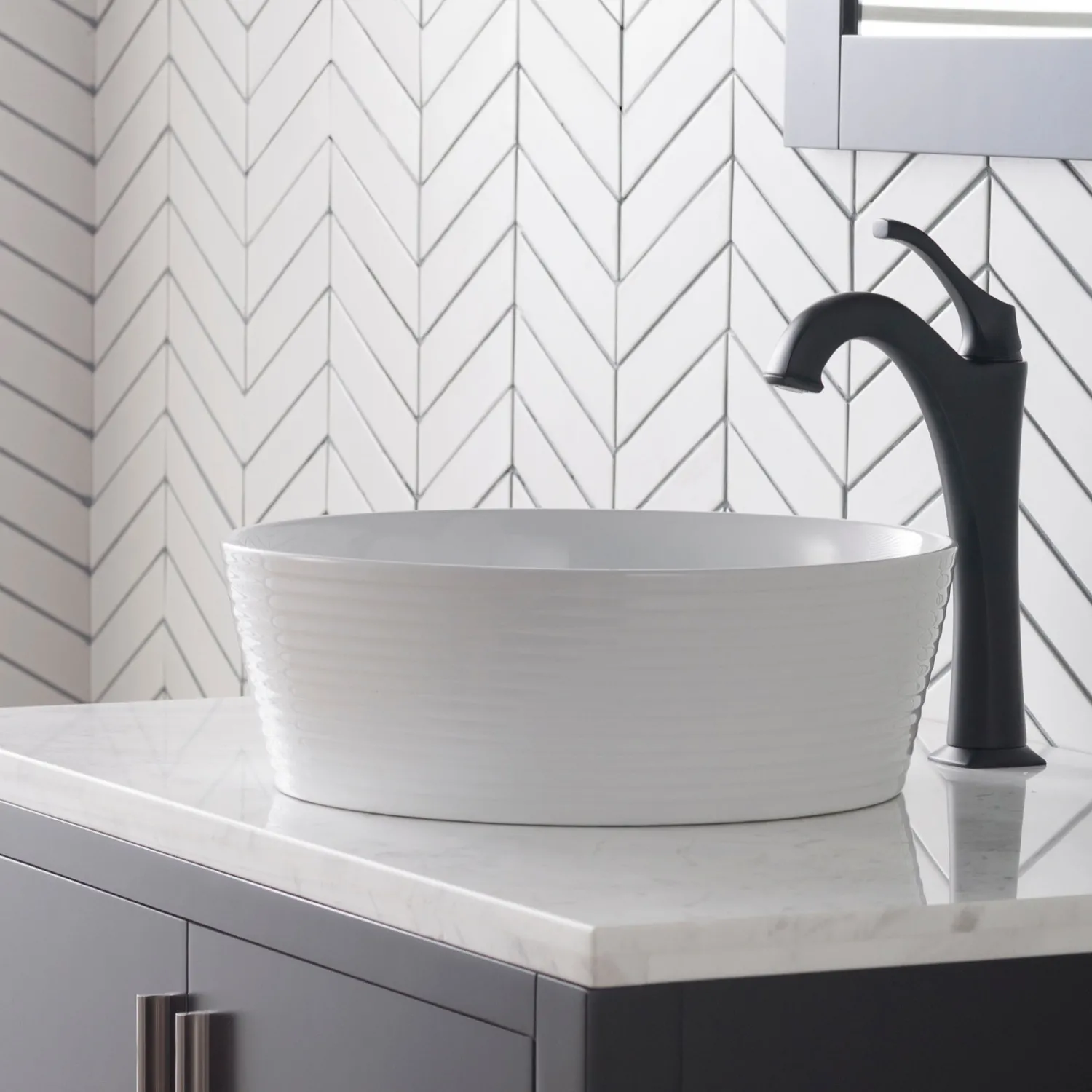 Discount Viva Round White Porcelain Ceramic Vessel Bathroom Sink with Pop-Up Drain, 15 3/4D x 5 3/8H Above Counter / Vessel Sinks