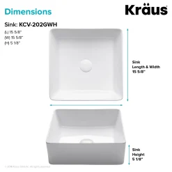 Best Viva Square White Porcelain Ceramic Vessel Bathroom Sink Above Counter / Vessel Sinks