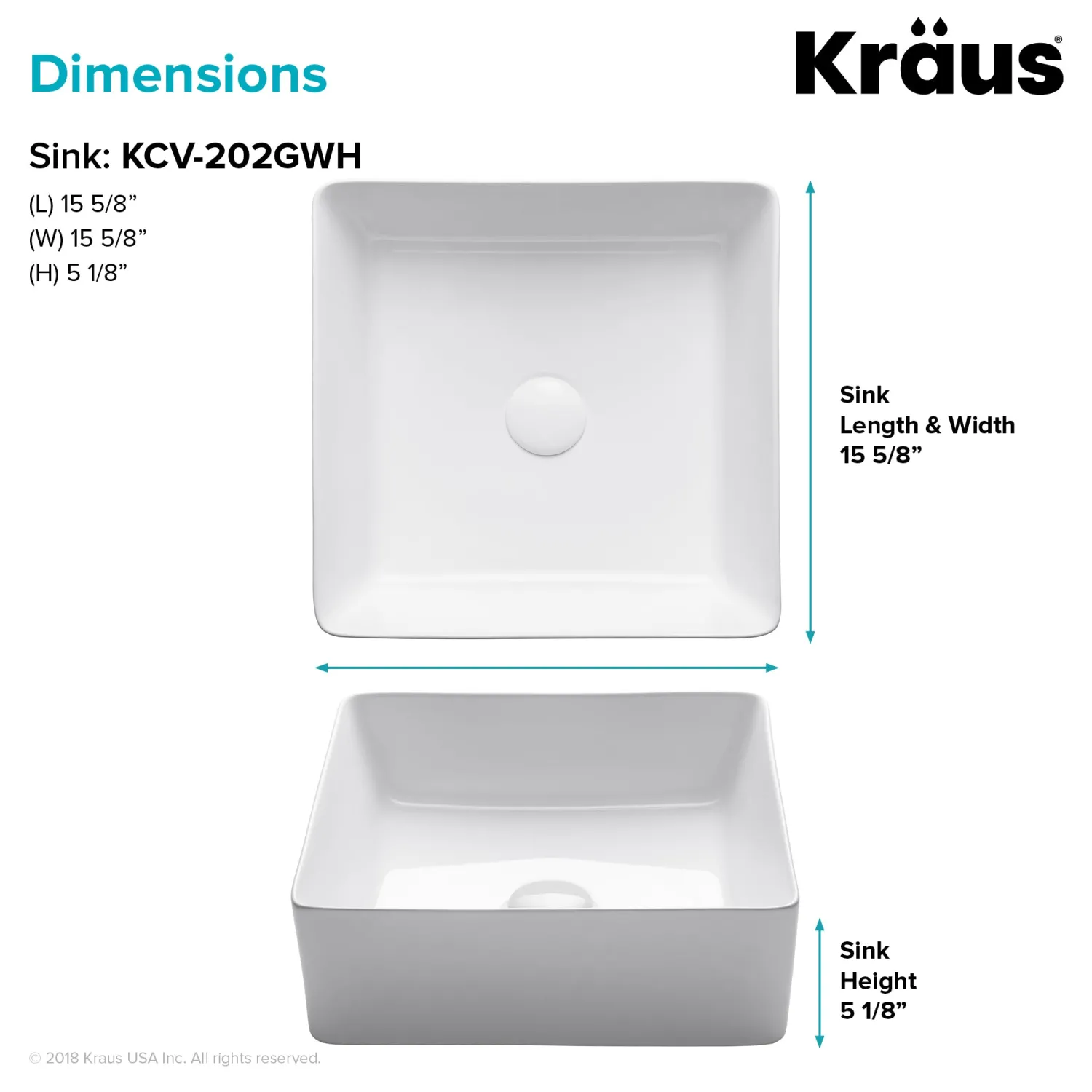 Best Viva Square White Porcelain Ceramic Vessel Bathroom Sink Above Counter / Vessel Sinks