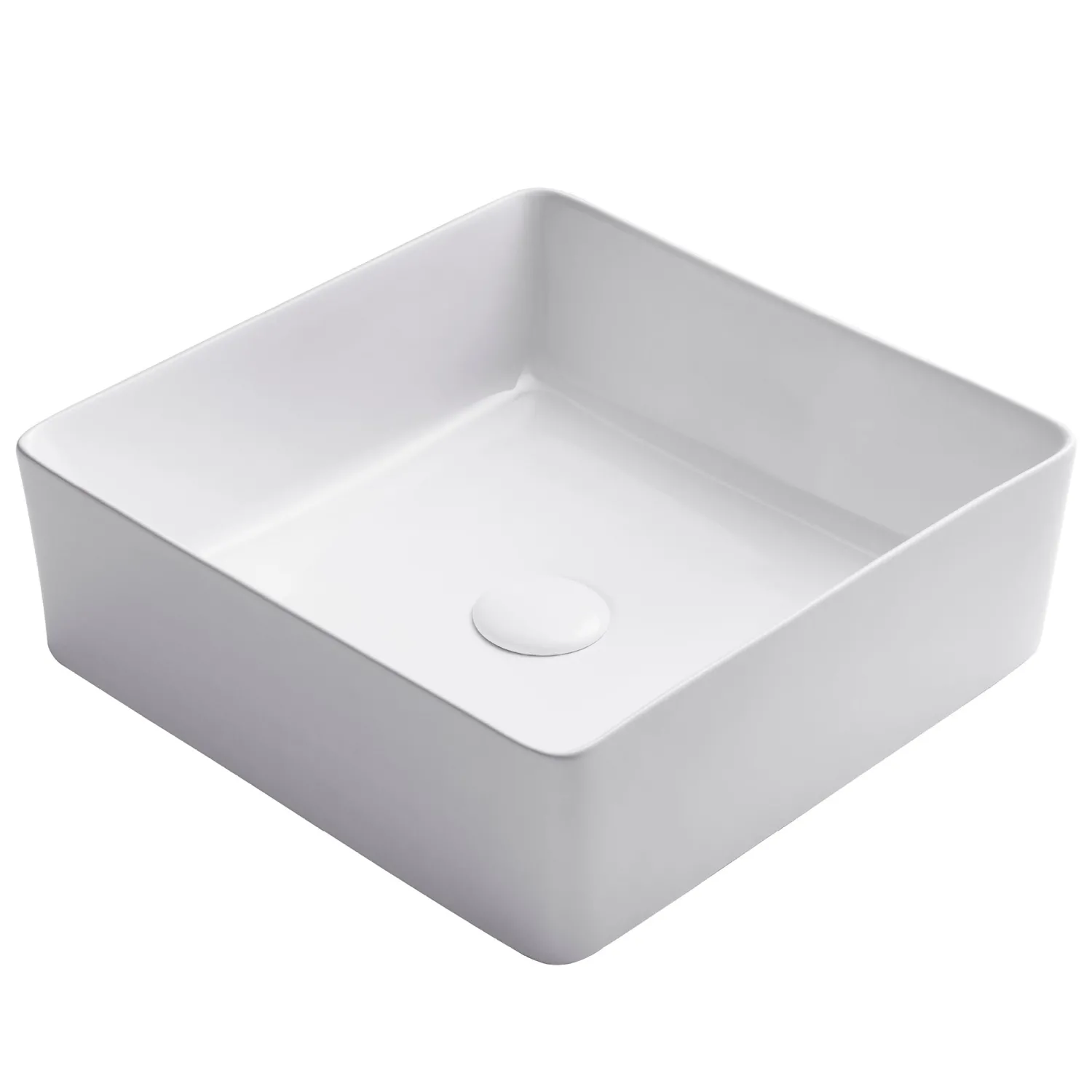 Best Viva Square White Porcelain Ceramic Vessel Bathroom Sink Above Counter / Vessel Sinks