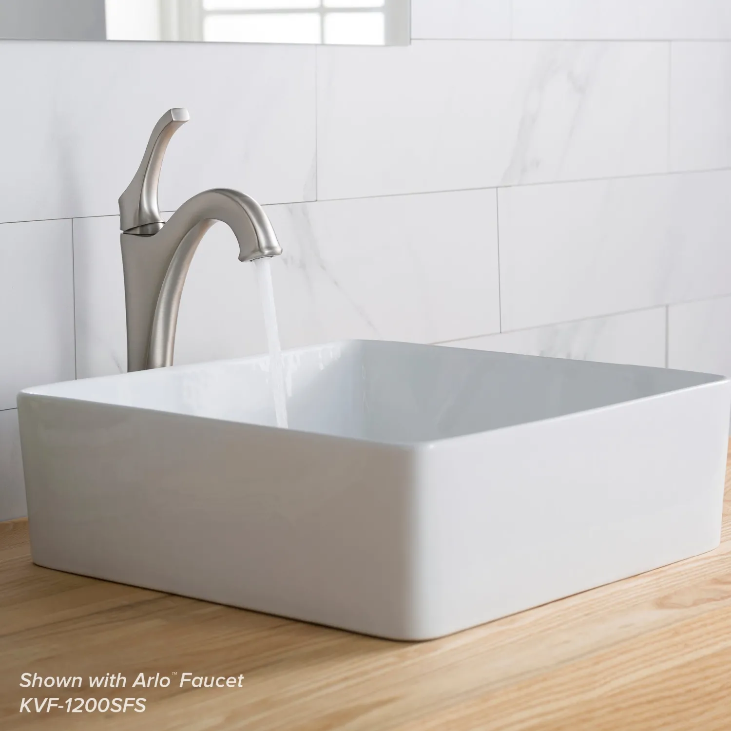 Best Viva Square White Porcelain Ceramic Vessel Bathroom Sink Above Counter / Vessel Sinks