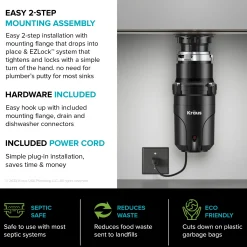 Online WasteGuard High-Speed 1/2 HP Continuous Feed Ultra-Quiet Motor Garbage Disposal Garbage Disposals & Parts